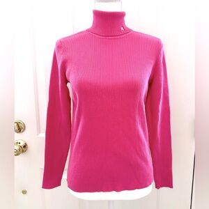 Ralph Lauren Bright Pink Ribbed Turtleneck Sweater
